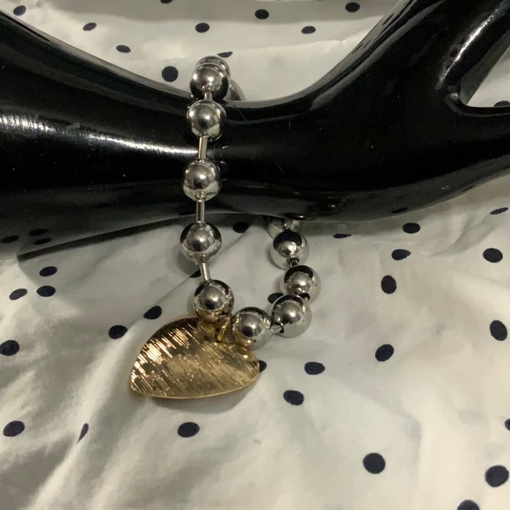 🆕Stainless steel two tone ball chain bracelet with gold heart ♥️ charm